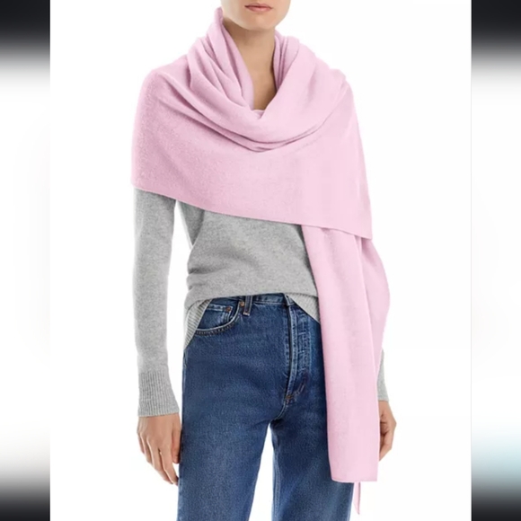 NWT C by Bloomingdale's Cashmere Travel Wrap Shawl Scarf in Rose Quartz - Picture 5 of 12